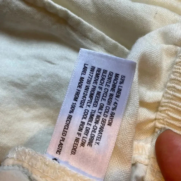 A new day Linen Blend Ivory Cream Summer Casual Pull On pants Women's M Pocket - Picture 4 of 8